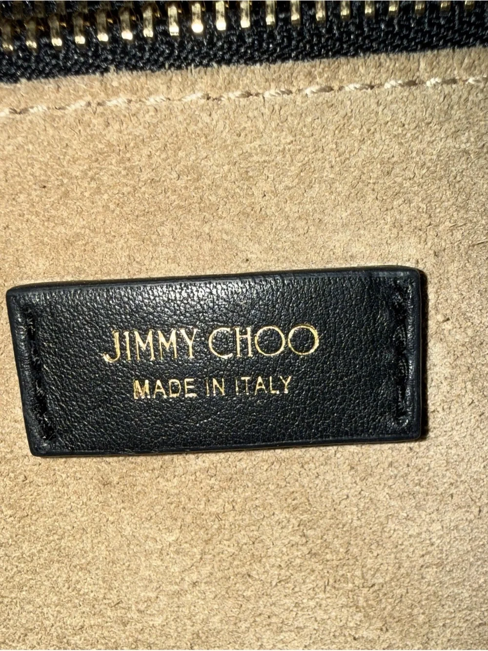 Jimmy Choo Black Leather Embossed Logo Tote
